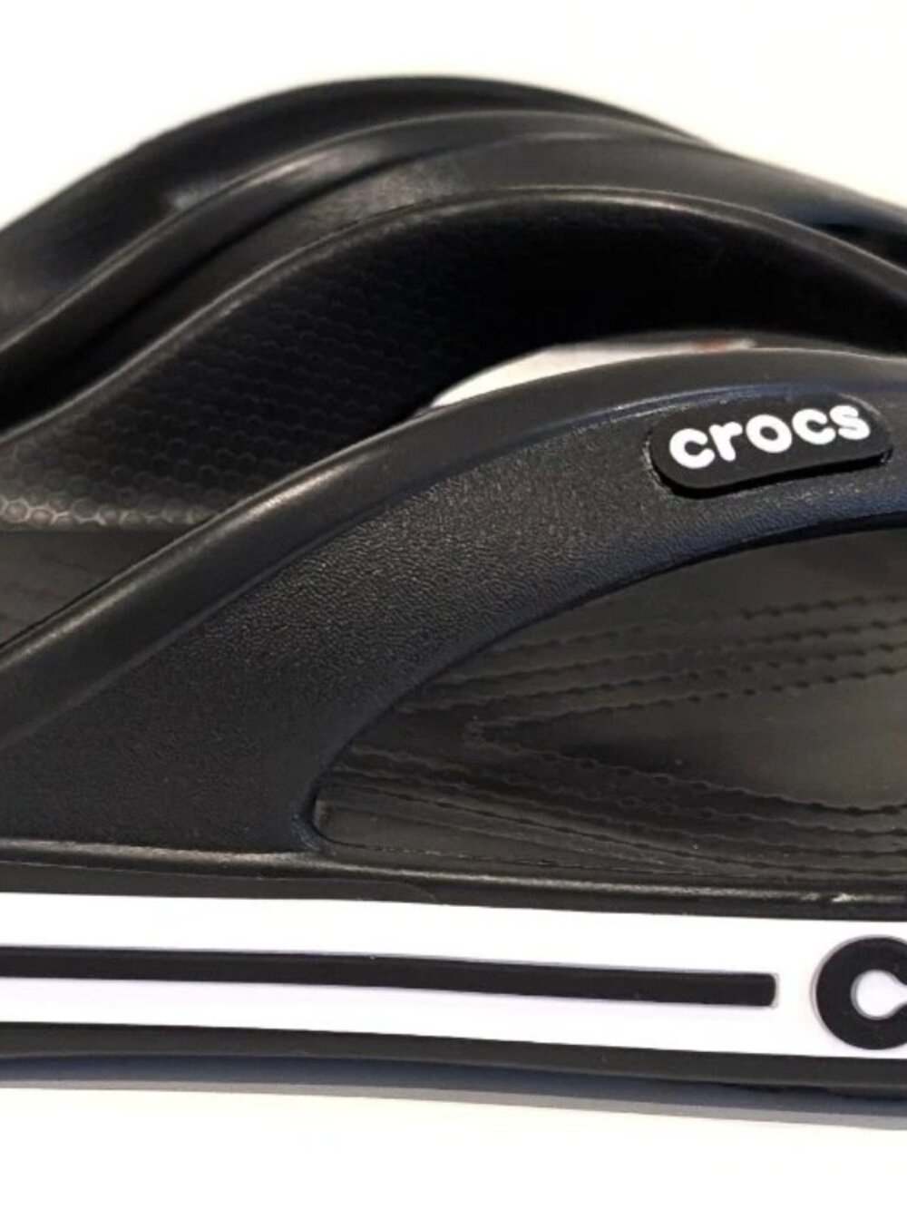 Crocs Bayaband Flip Flops Black White Men 10 / Women 12 NWT